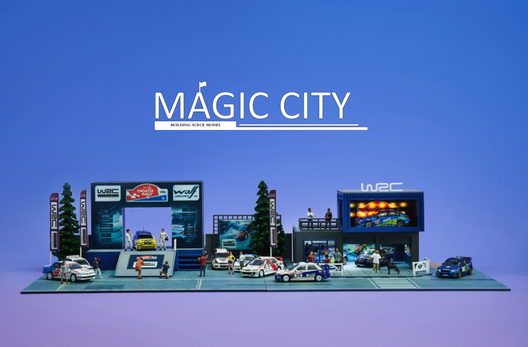 Magic City 1:64 Diorama WRC World Rally Championship Garage Scene 110069