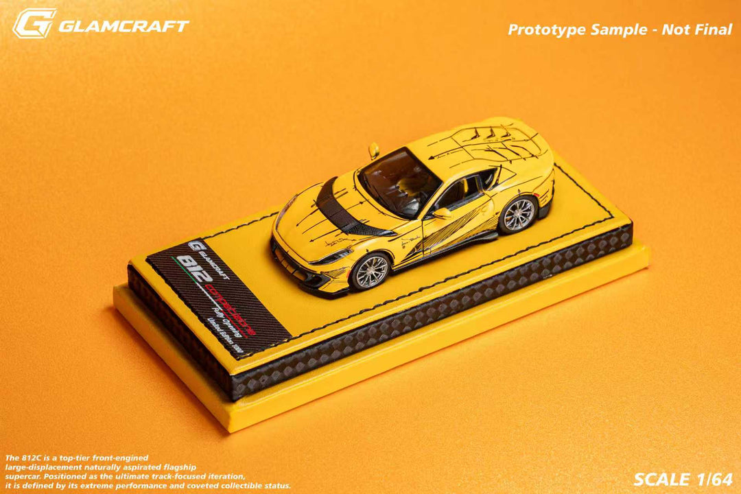 [Preorder] GlamCraft 1:64 Ferrari 812C GT Full Open - Sketch Yellow