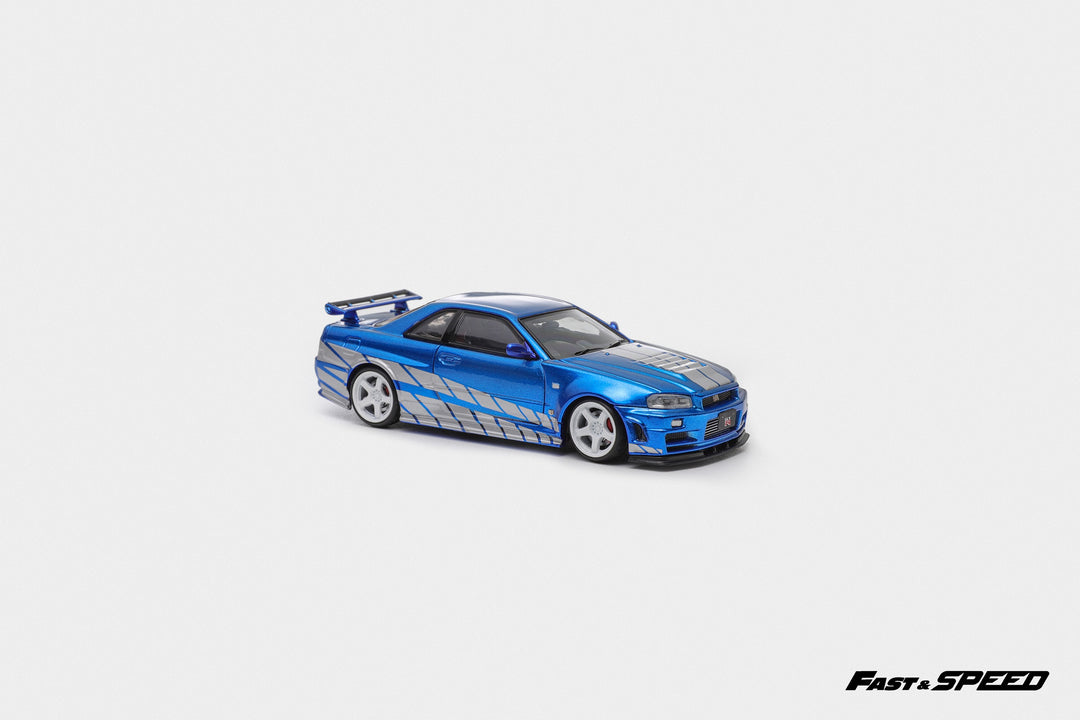 [Preorder] Fast Speed 1:64 Nissan Skyline GT-R R34 Nismo Z-Tune version - Blue with Silver Stripes