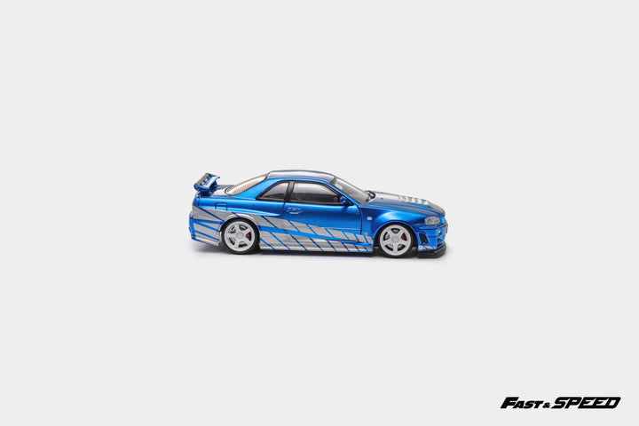 [Preorder] Fast Speed 1:64 Nissan Skyline GT-R R34 Nismo Z-Tune version - Blue with Silver Stripes