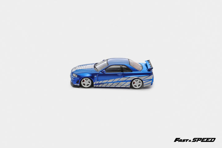 [Preorder] Fast Speed 1:64 Nissan Skyline GT-R R34 Nismo Z-Tune version - Blue with Silver Stripes