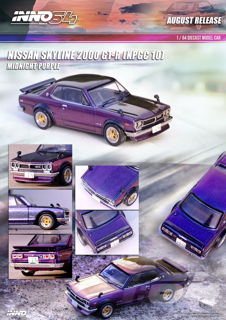 Inno64 1:64 Nissan Skyline 2000 GT-R (KPGC10) Midnight Purple II IN64-KPGC10-MPII