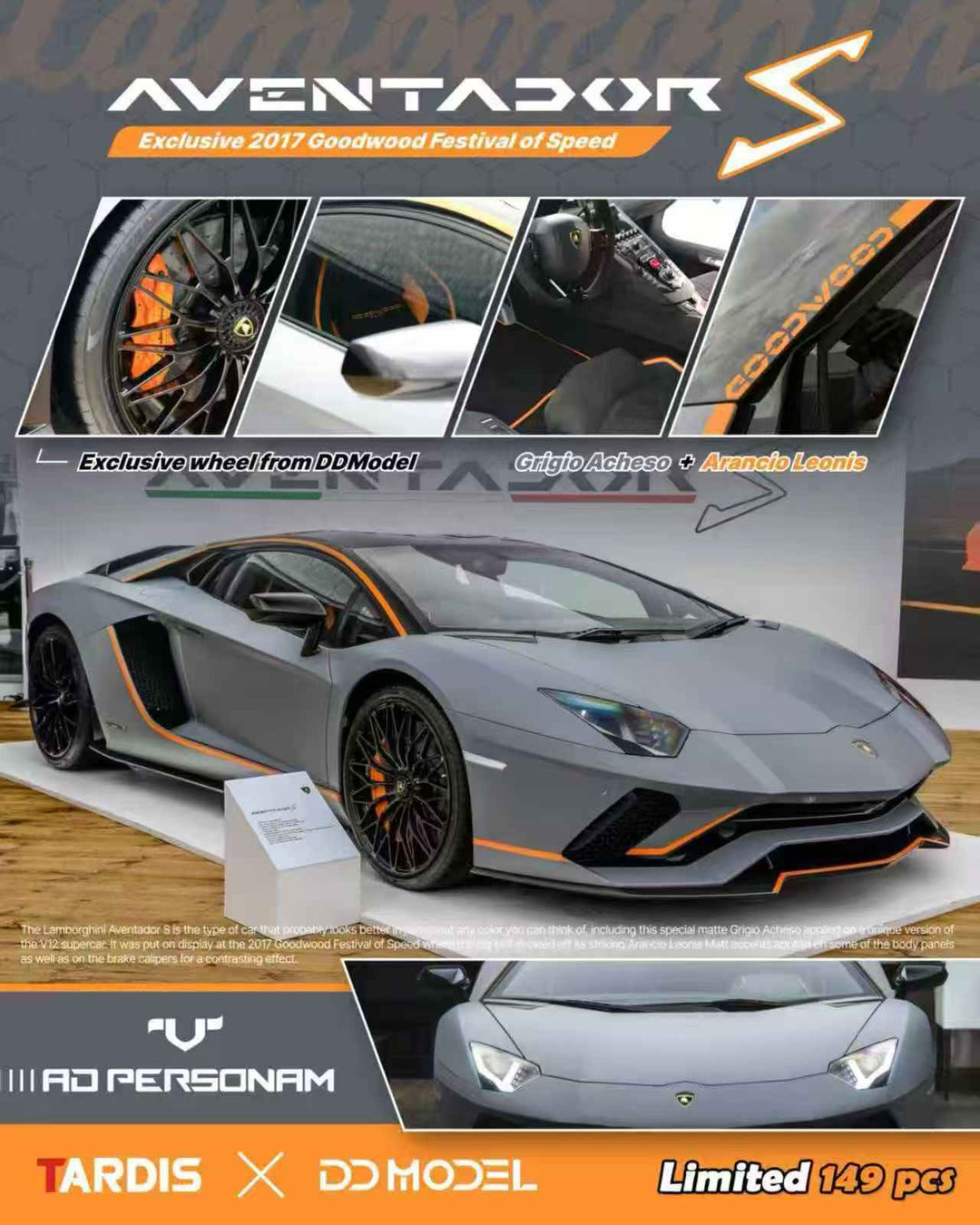 [Preorder] Tardis 1:64 Lamborghini Aventador S Goodwood Festival of Speed 2017 Gray