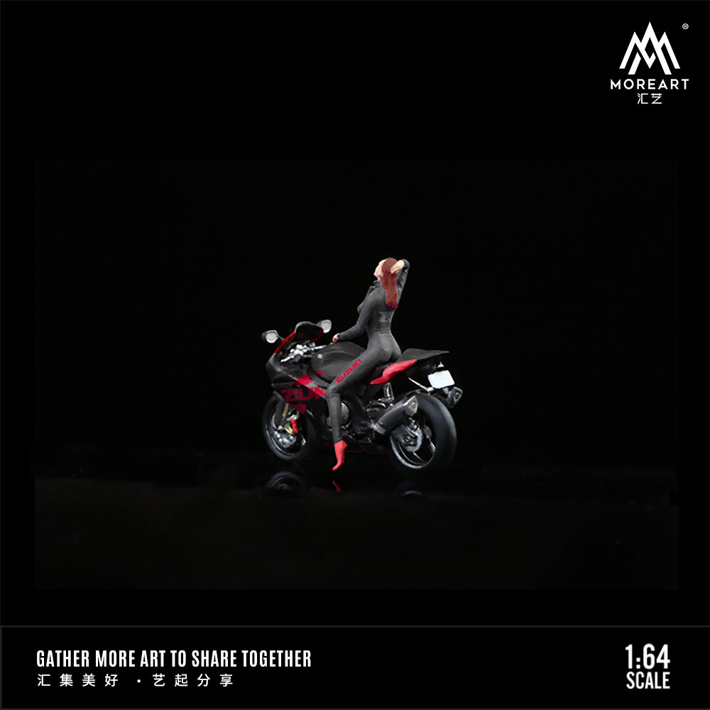 [Preorder] MoreArt 1:64 Suzuki Black Red Motorcycle Doll set