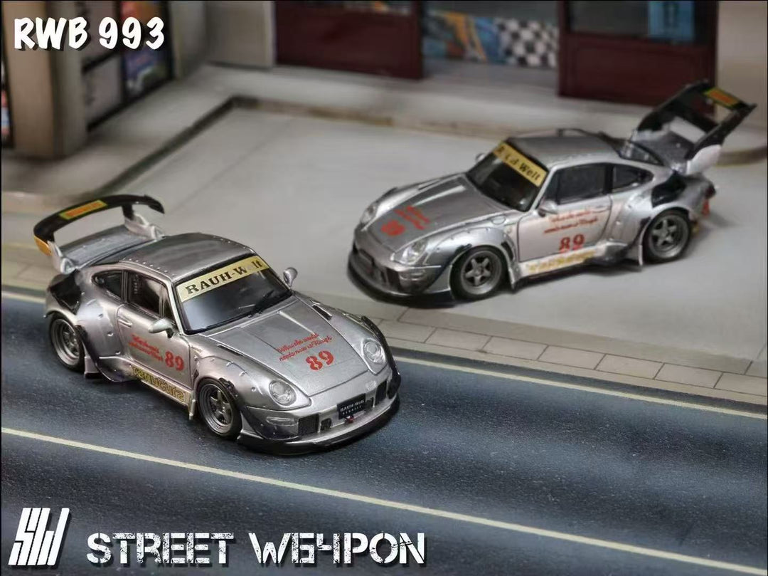 [Preorder] Street Weapon 1:64 Porsche RWB 993 heavenly Double Exhaust Track Livery (2 Versions)