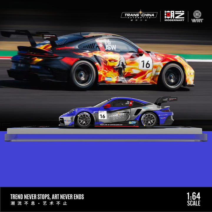 [Preorder] ModernArt 1:64 2025 Porsche 911 GT3 Carrera Cup Masters #16 and Mercedes Truck