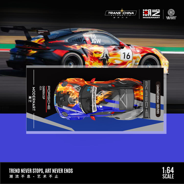 [Preorder] ModernArt 1:64 2025 Porsche 911 GT3 Carrera Cup Masters #16 and Mercedes Truck