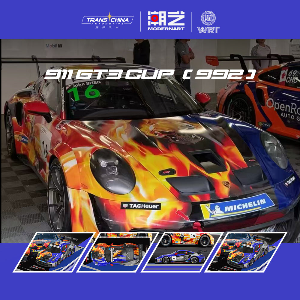 [Preorder] ModernArt 1:64 2025 Porsche 911 GT3 Carrera Cup Masters #16 and Mercedes Truck