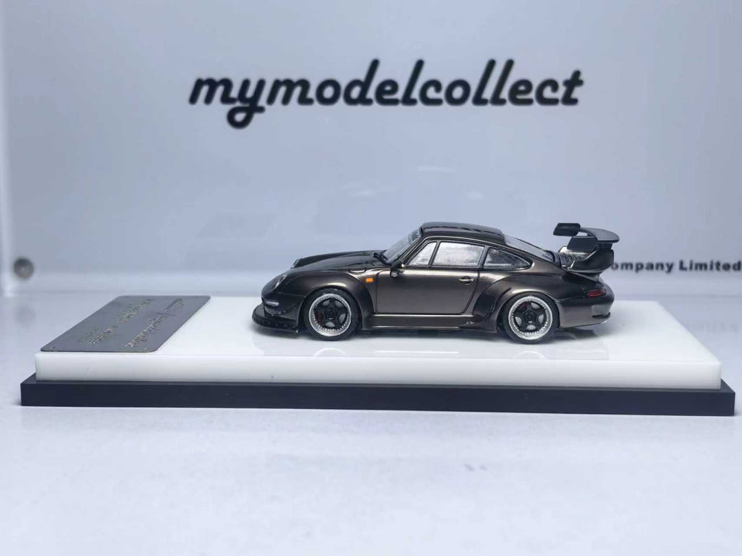[Preorder] Model Collect 1:64 Porsche RWB964 High Wing Chrome Pearl Gray MC640023H