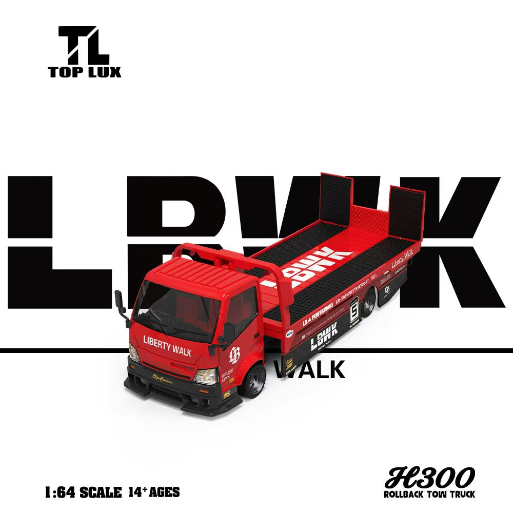 [Preorder] TOP LUX 1:64 Flatbed Transport Trailer H300 Red &amp; Black TL647246