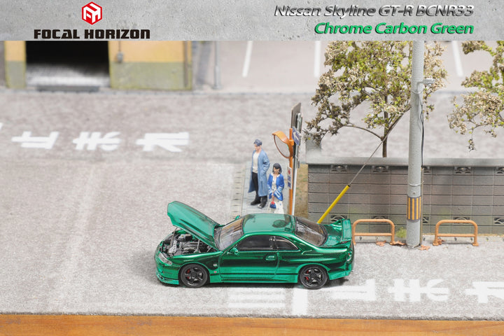 [Preorder] Focal Horizon 1:64 Nissan Skyline GTR R33 (BCNR33) Chrome Carbon Green