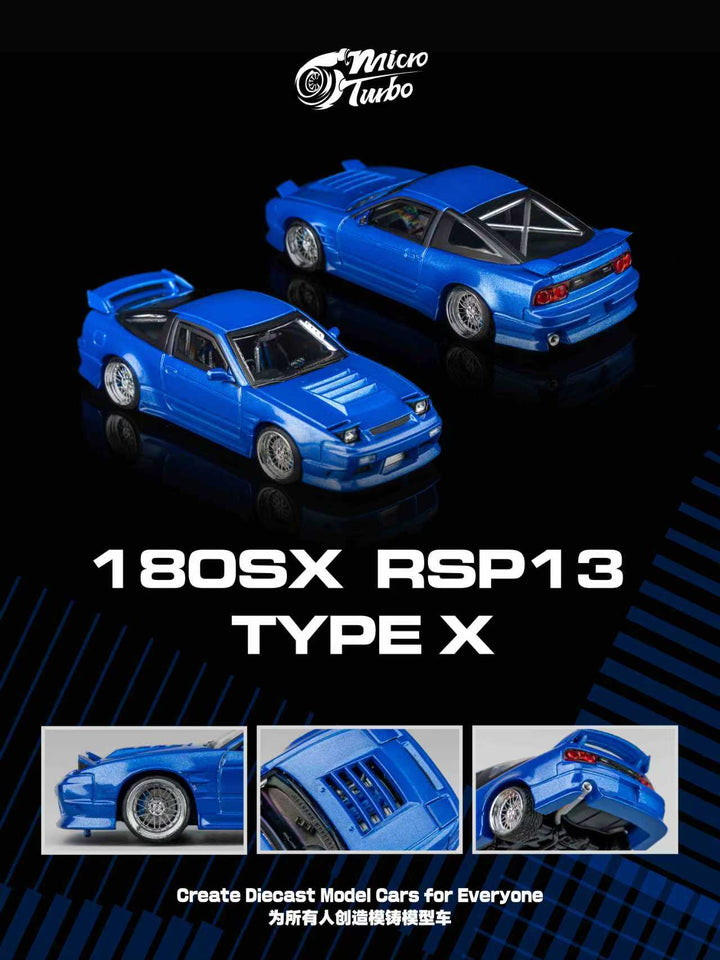 Microturbo 1:64 Nissan 180SX TYPE X Metallic Blue MT6407B3