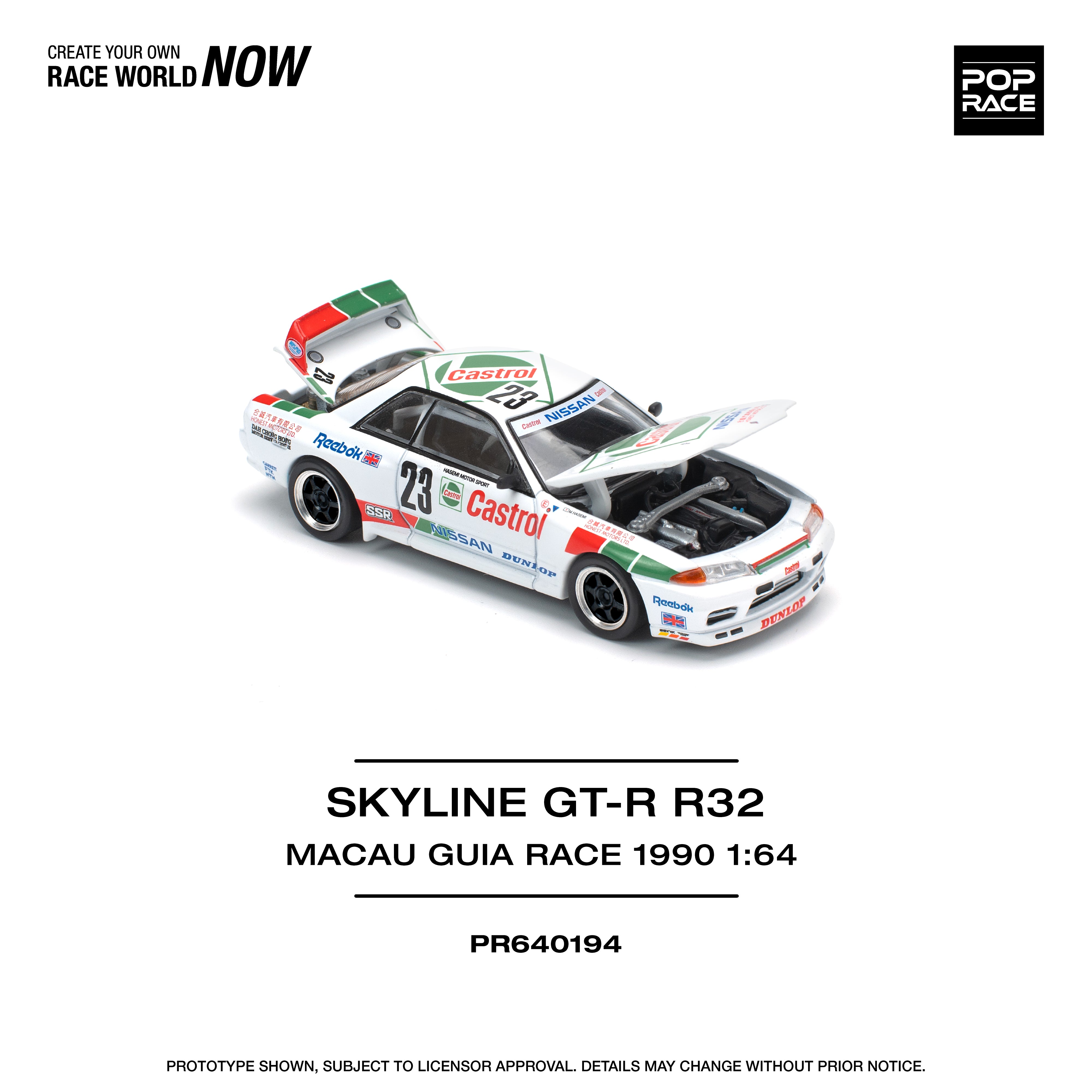 POPRACE 1:64 Nissan Skyline GT-R R32 MACAU GUIA RACE 1990 WINNER