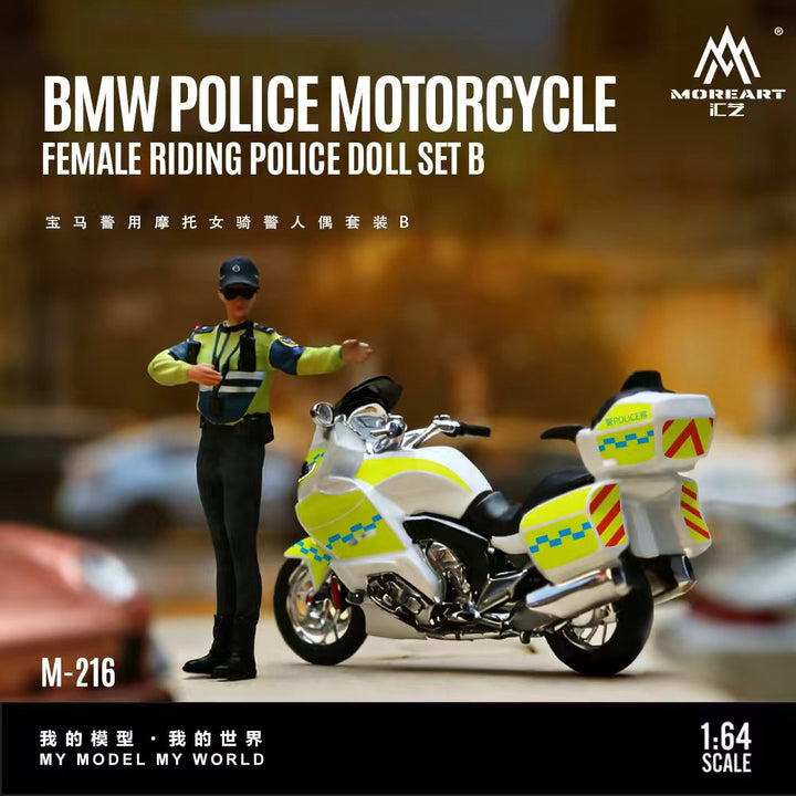 [Preorder] MoreArt 1:64 BMW POLICE MOTORCYCLE FEMALE RIDING POLICE DOLL SET B MO222216