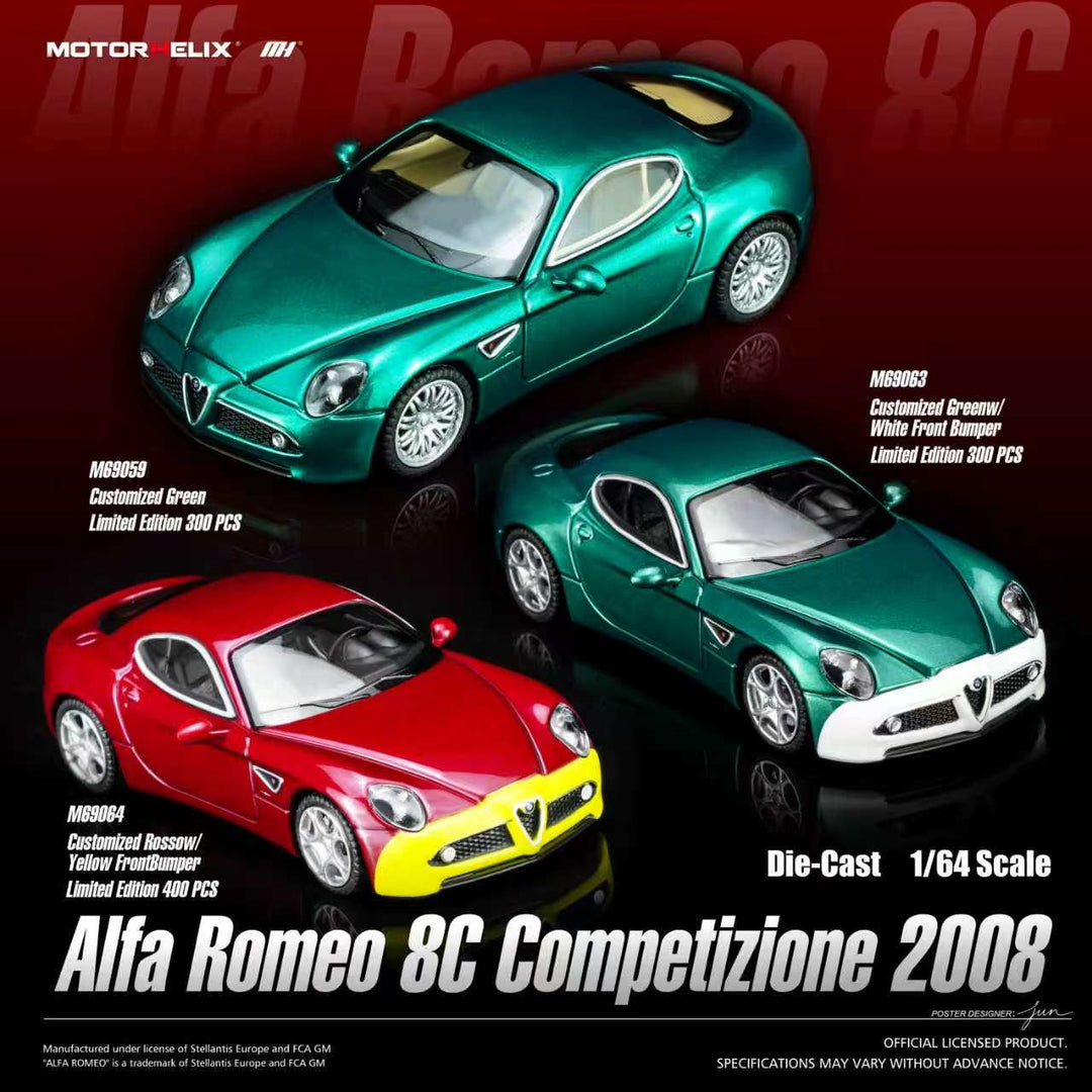 [Preorder] MOTORHELIX 1:64 Alfa Romeo 8C Competizione 2008 (3 Colours) M69059/M69063/M69064