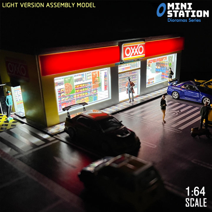 Mini Station 1:64 OXXO Shop with Parking Diorama