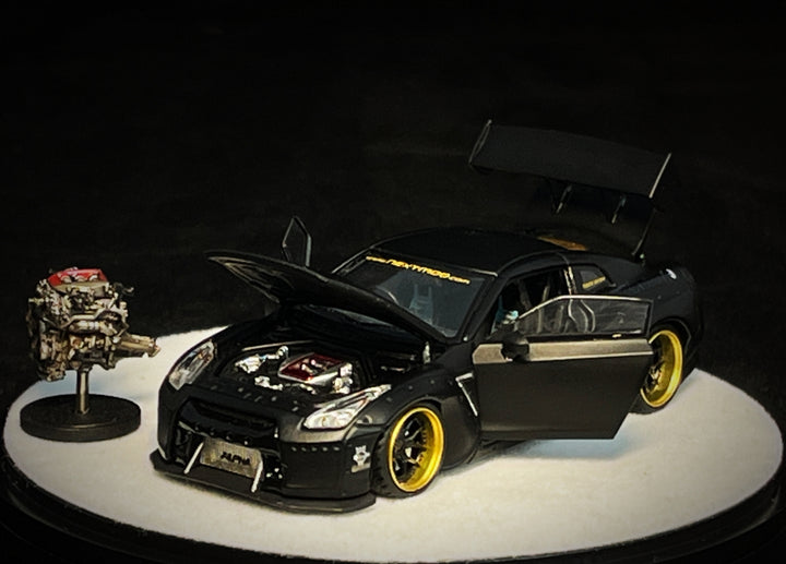 [Preorder] PGM 1:64 Nissan GT-R (R35) - Rocket Bunny Matte Black (2 Versions)