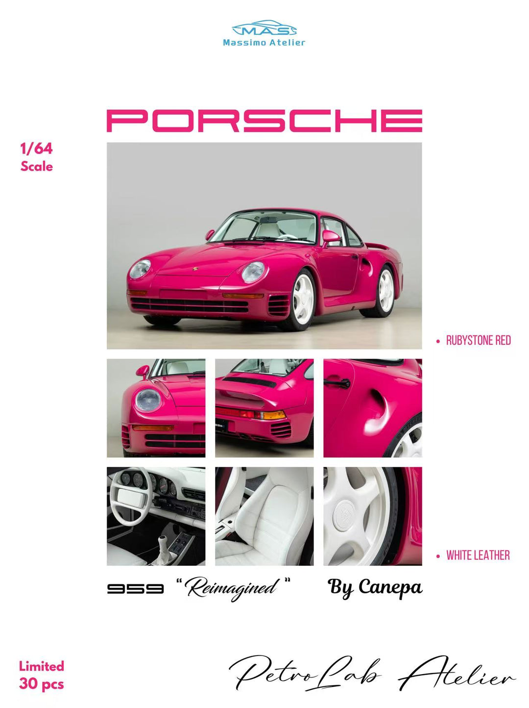 [Preorder] Petro Lab 1:64 Porsche 959 Ruby Pink