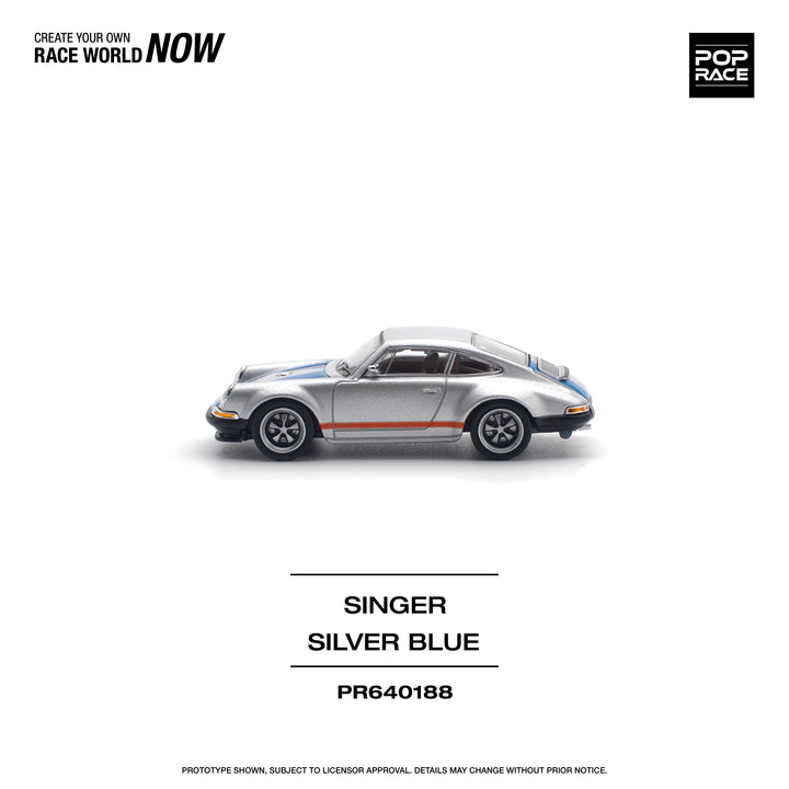 [Preorder] POPRACE 1:64 PORSCHE SINGER SILVER/BLUE PR640188