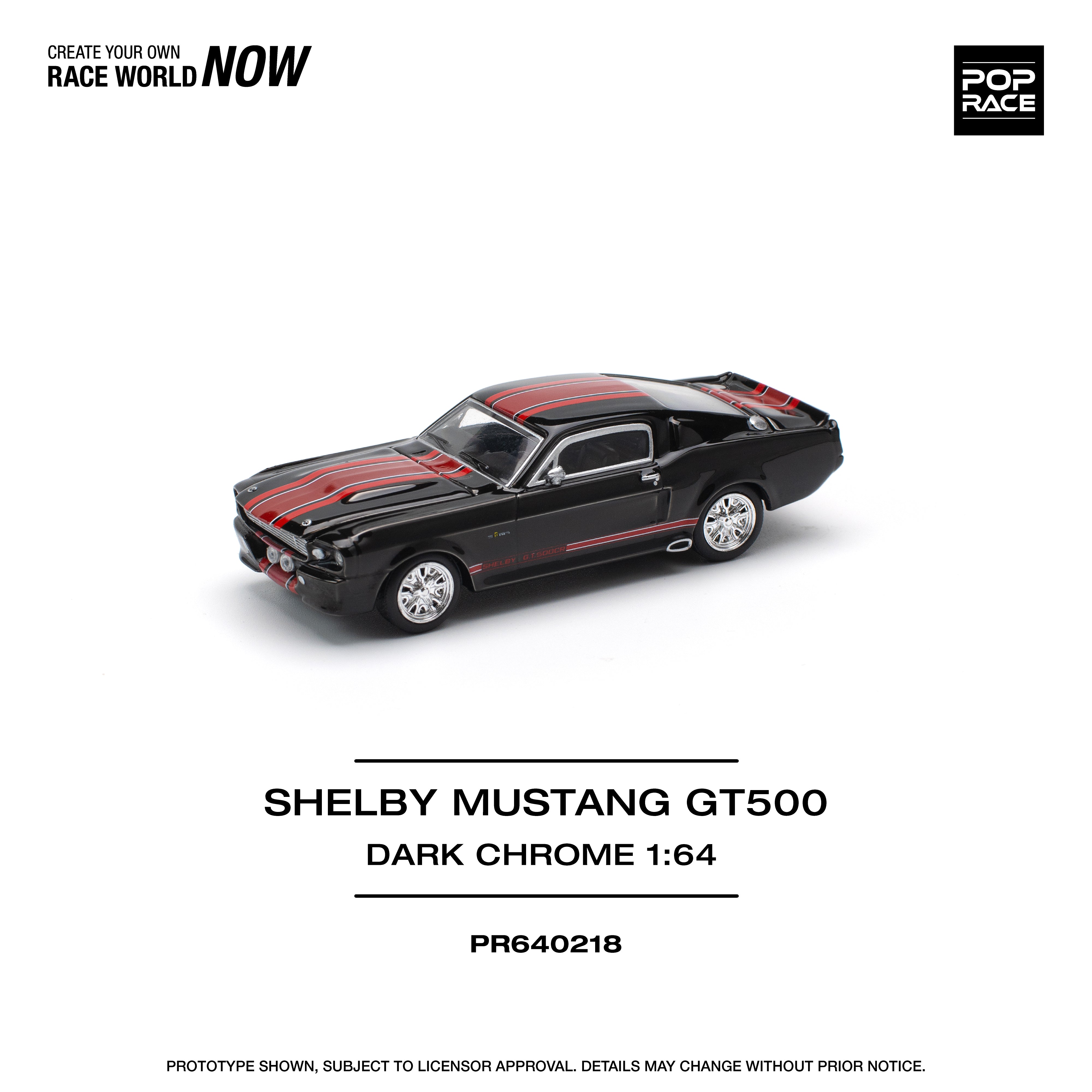 Preorder] POPRACE 1:64 SHELBY MUSTANG GT500 DARK CHROME PR640218