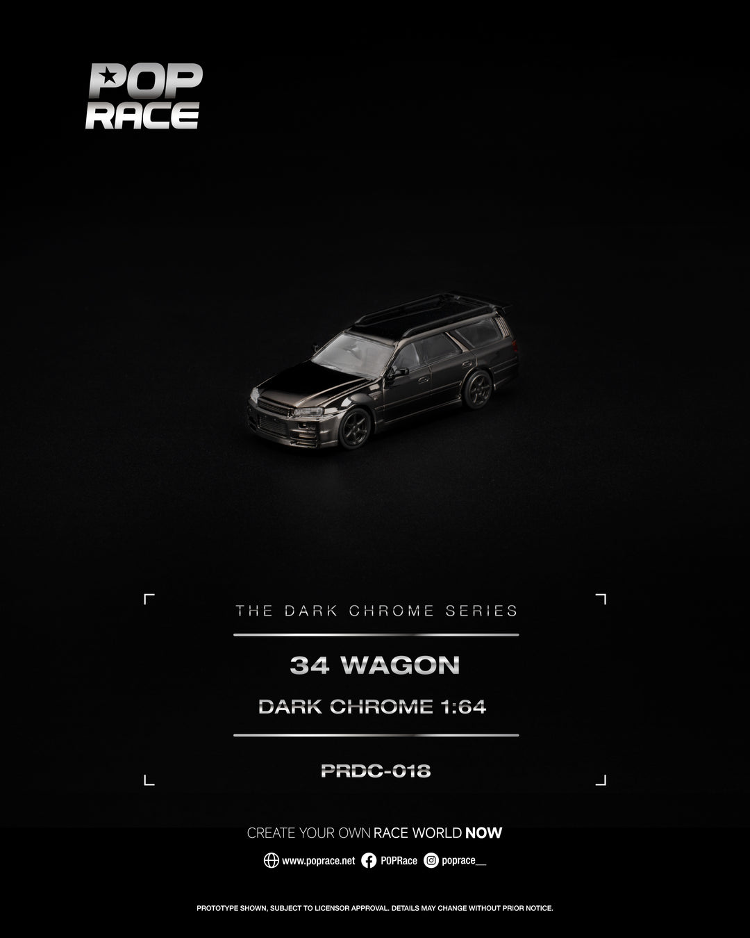 [Preorder] POPRACE 1:64 R34 WAGON DARK CHROME PRDC018