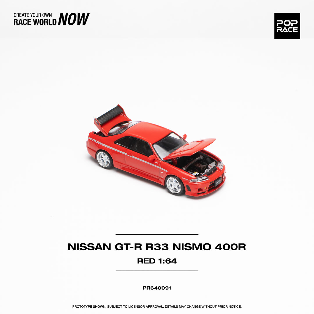 POPRACE 1:64 NISSAN GT-R R33 NISMO 400R - SUPER CLEAR RED PR640091