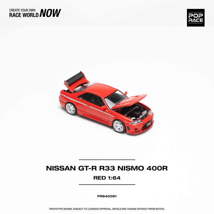 POPRACE 1:64 NISSAN GT-R R33 NISMO 400R - SUPER CLEAR RED PR640091