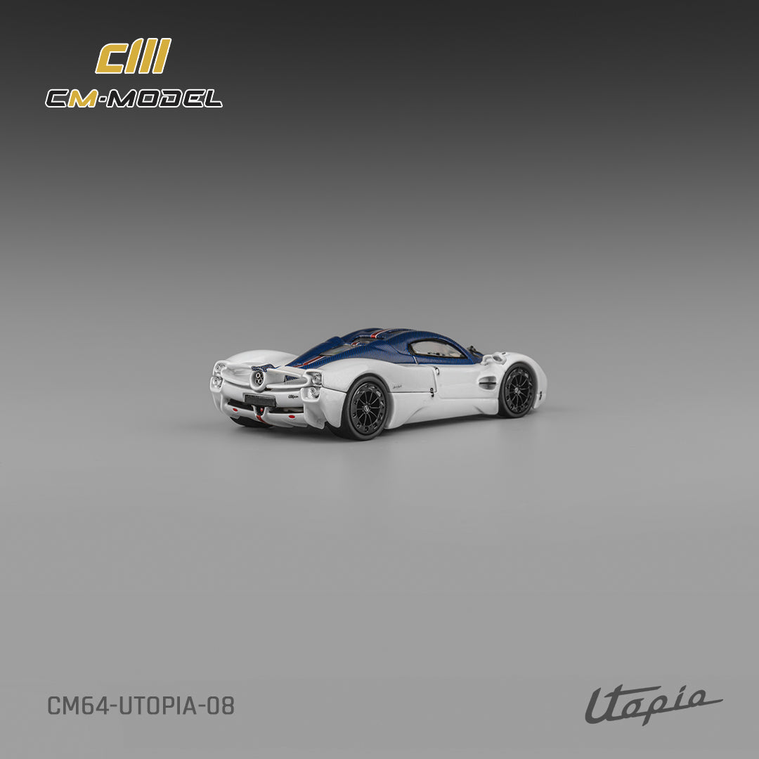 [Preorder] CM Model 1:64 "Pagani Utopia Bianco Benny with Blu Francia Carbon & Rosso Monza Stripe  CM64-Utopia-08