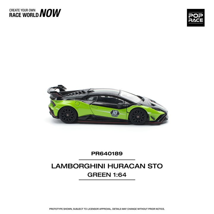 [Preorder] POPRACE 1:64 LAMBORGHINI HURACAN STO (LP640-2) 10 ANNIVERSARIO - GREEN/BLACK