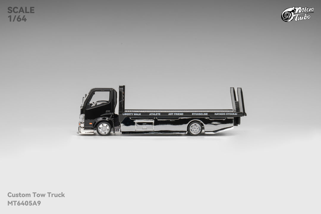 [Preorder] Microturbo 1:64 Custom Tow Truck - Black/Chrome MT6405A9