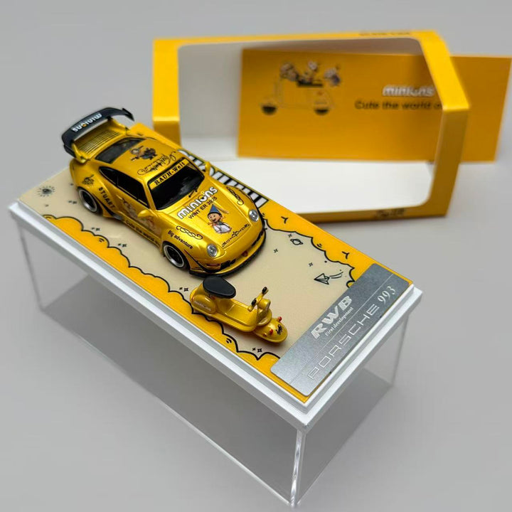 [Preorder] ZJWJ Model 1:64 Porsche Rauh-Welt Widebody Modified Version Gold Minions Livery (2 Versions)