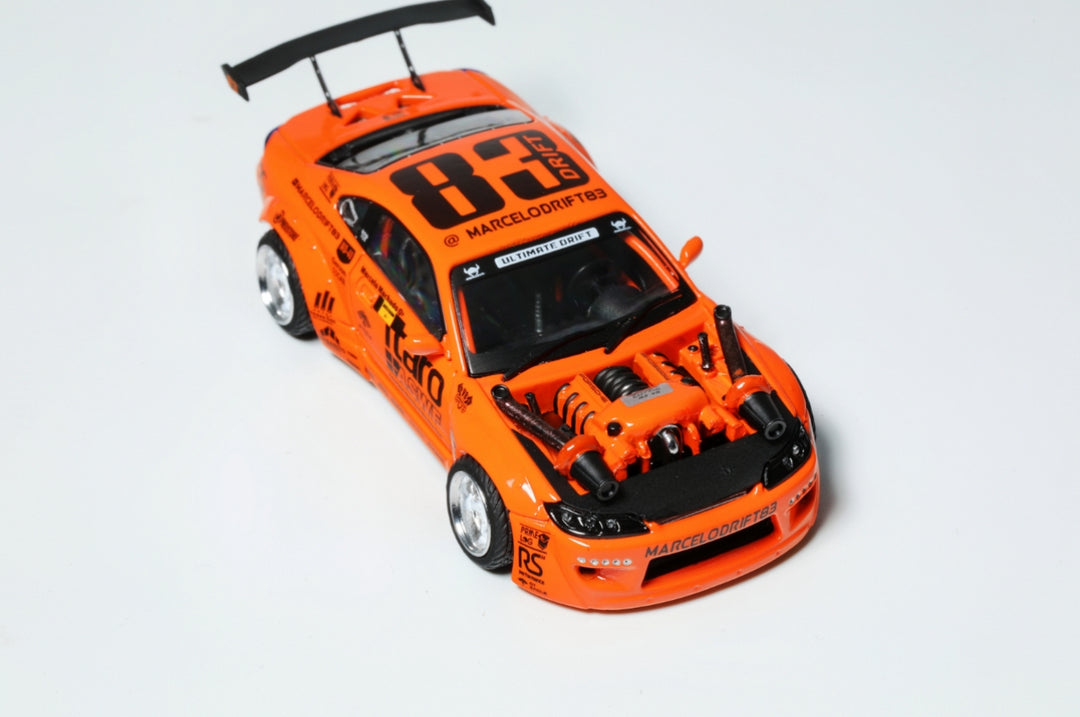 [Preorder] YS Model 1:64 modified Nissan S15 orange 4.0 V8 engine