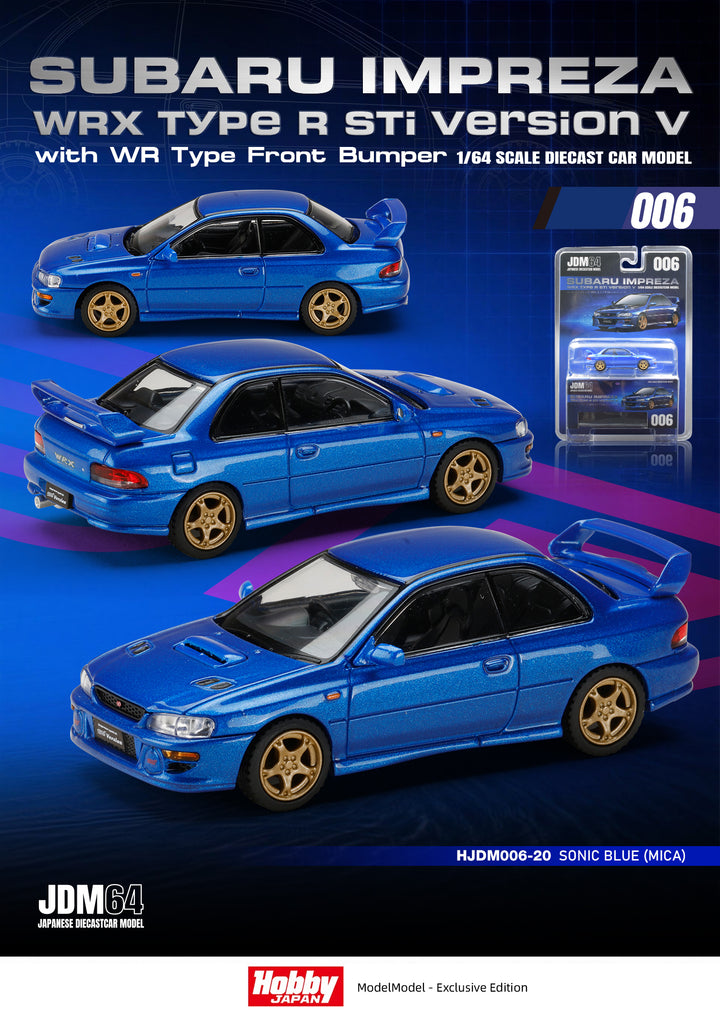 [Preorder] Hobby Japan 1:64 Subaru Impreza WRX type R Sti Version with WR Type Front Bumper (2 Colours) HJDM006-20/HJDM006-21