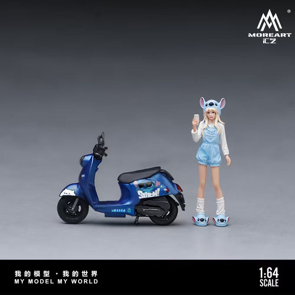 [Preorder] MoreArt 1:64 STITCH BIKER GIRL MOTORCYCLE SET MO222285