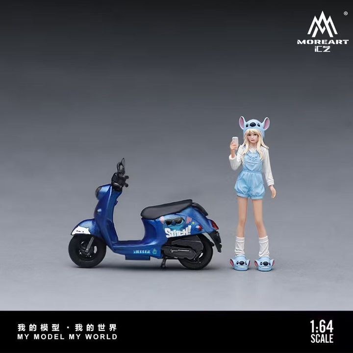 [Preorder] MoreArt 1:64 STITCH BIKER GIRL MOTORCYCLE SET MO222285
