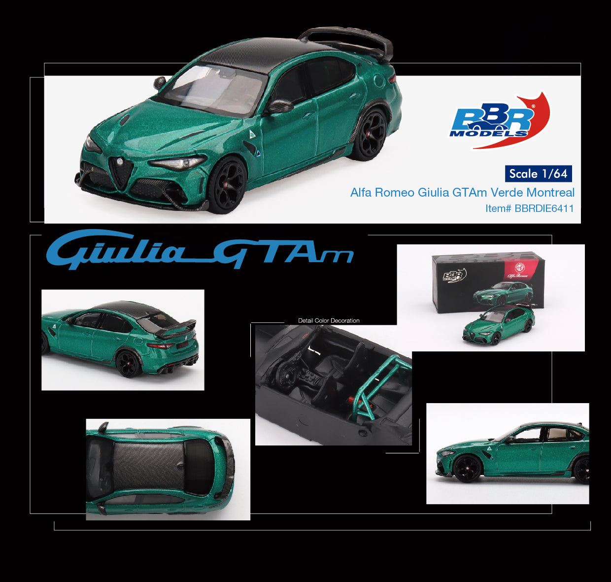 BBR Models 1:64 Alfa Romeo Giulia GTA/GTAm Verde Montreal