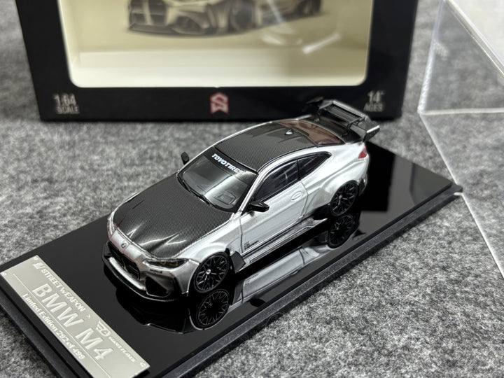 [Preorder] Street Weapon 1:64 BMW G82 M4 Wide-Body Modified - Alexander Silver Carbon Cap