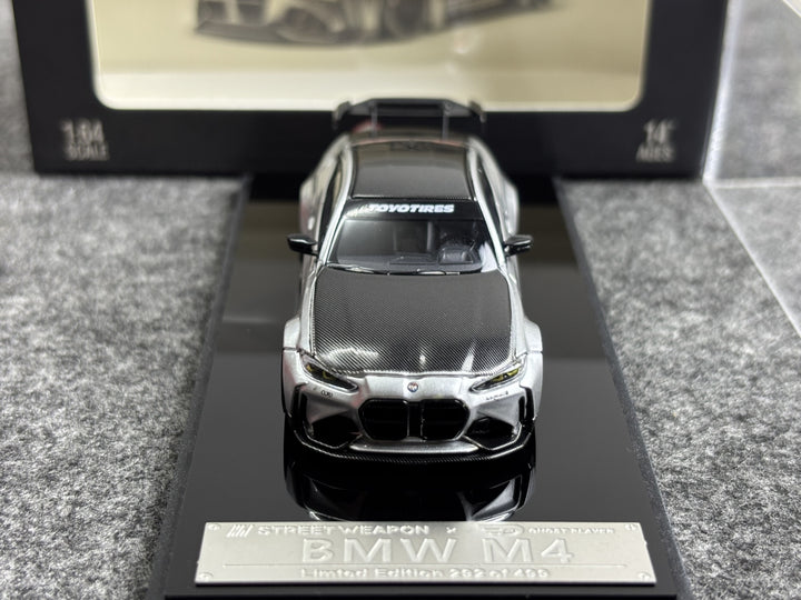 [Preorder] Street Weapon 1:64 BMW G82 M4 Wide-Body Modified - Alexander Silver Carbon Cap