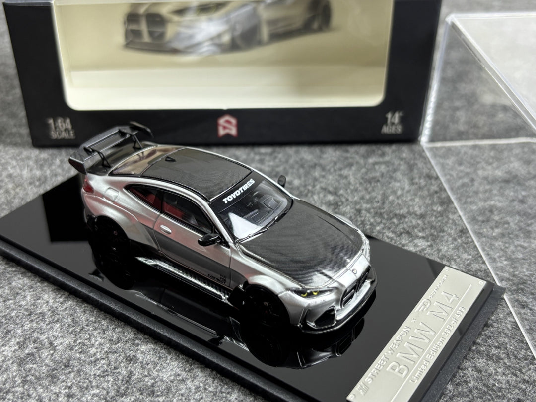 [Preorder] Street Weapon 1:64 BMW G82 M4 Wide-Body Modified - Alexander Silver Carbon Cap