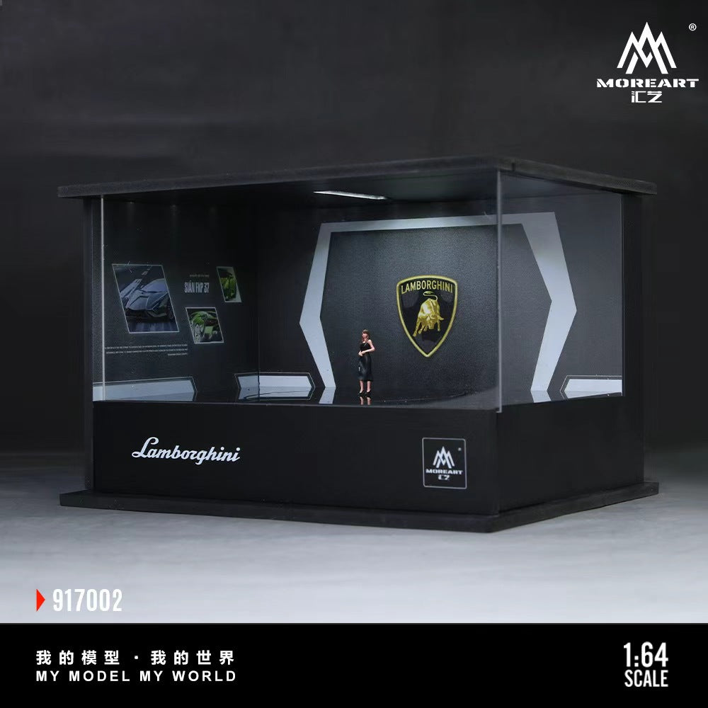 [Preorder] MoreArt 1:64 Lamborghini and Porsche Turntable Showroom (2 Versions) MO917001/MO917002