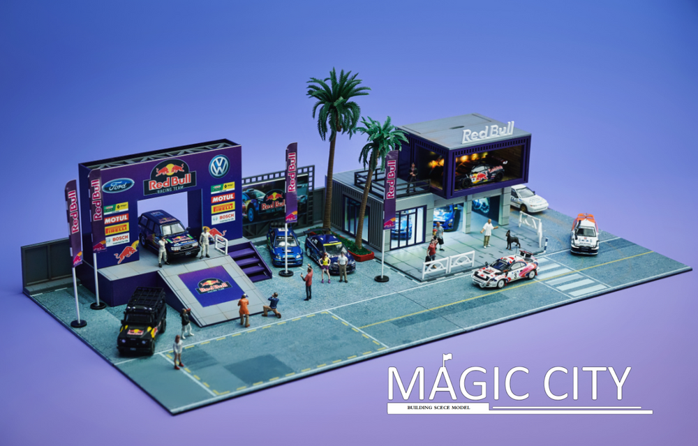 Magic City 1:64 Diorama Red Bull Rally Garage Scene 110071