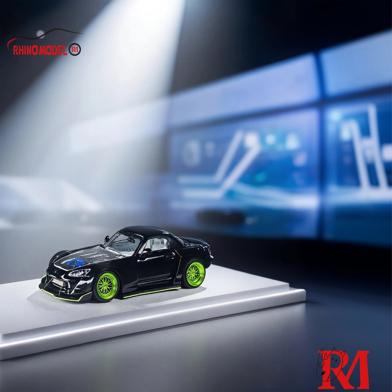 Rhino Model 1:64 Honda S2000 modified wide-body Roadster - Black