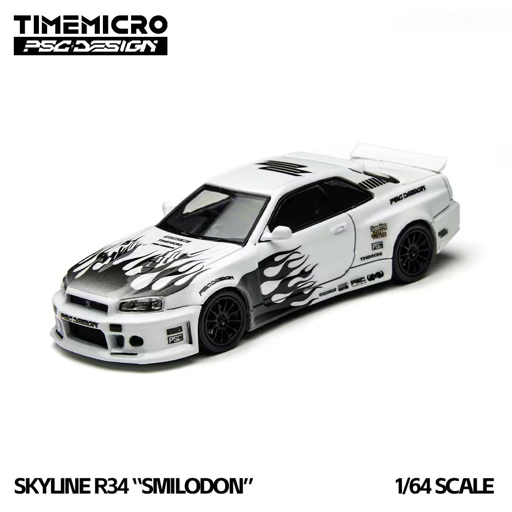 [Preorder] TimeMicro × PSC DESIGN 1:64 Nissan R34 "Smilodon" Black &amp; White TM648401