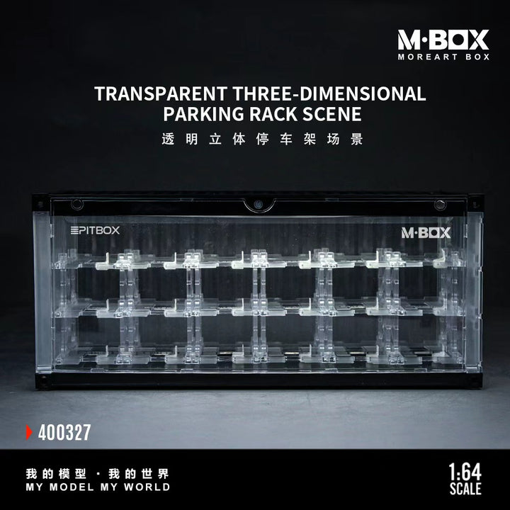 [Preorder] MBOX x PITBOX 1:64 TRANSPARENT THREE-DIMENSIONALPARKING RACK SCENE MB400327