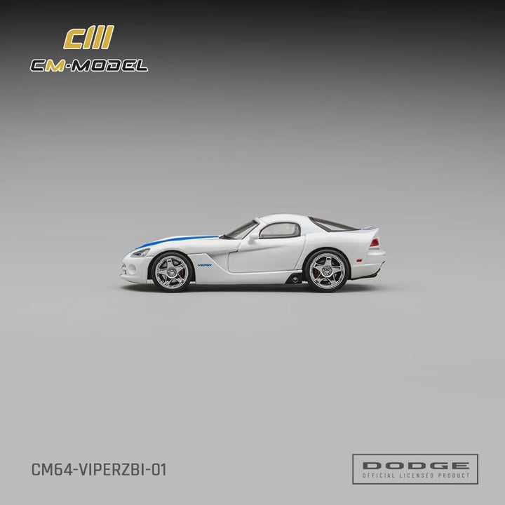 [Preorder] CM Model 1:64 Dodge Viper (ZBI) Stone White with Blue racing stripes CM64-VIPERZBI-01