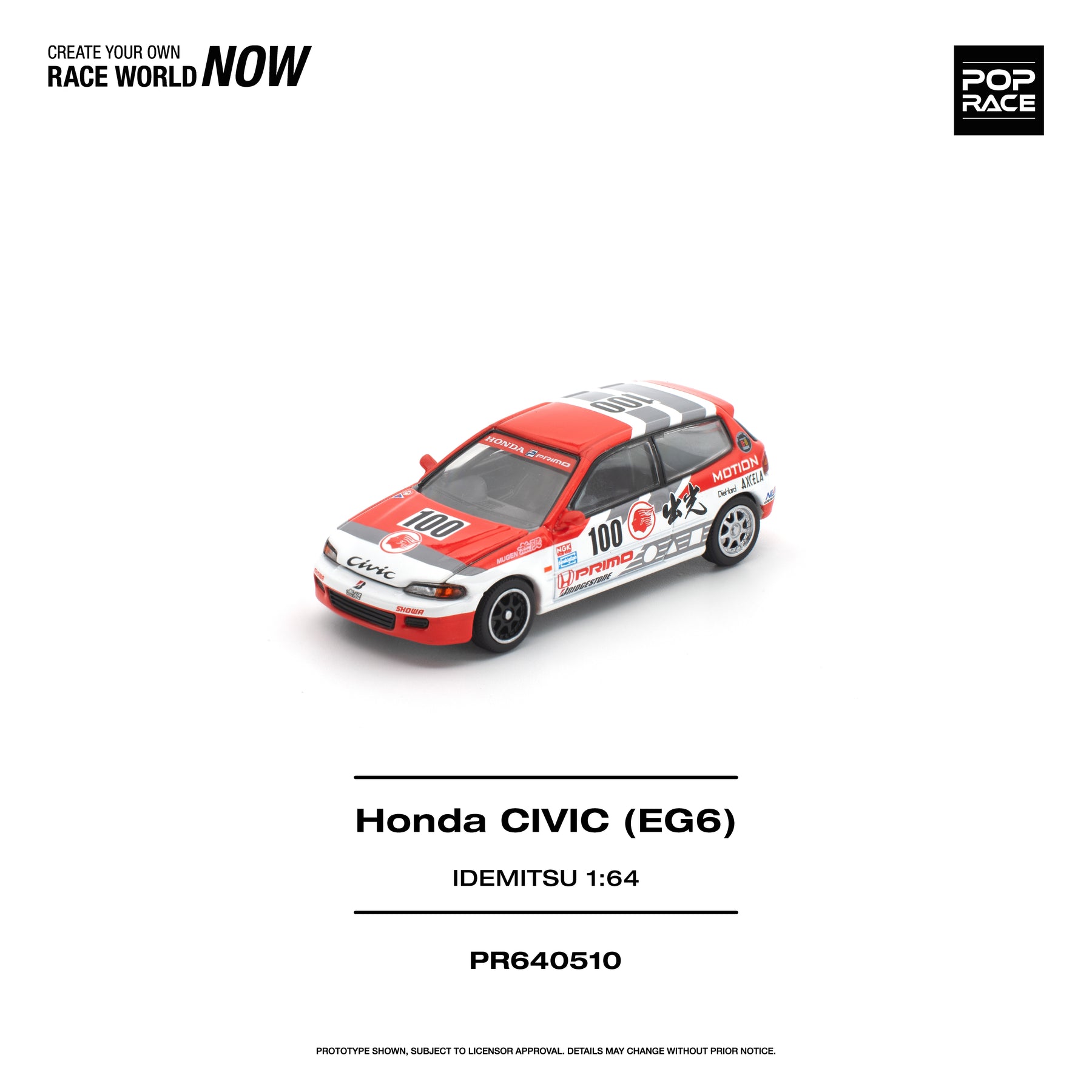 1/64 IDEMITSU Civic EG6＆バイク＆ 女性ライダー Preorder] POPRACE 1:64 Honda Civic (EG6) IDEMITSU MOTION INFINITE