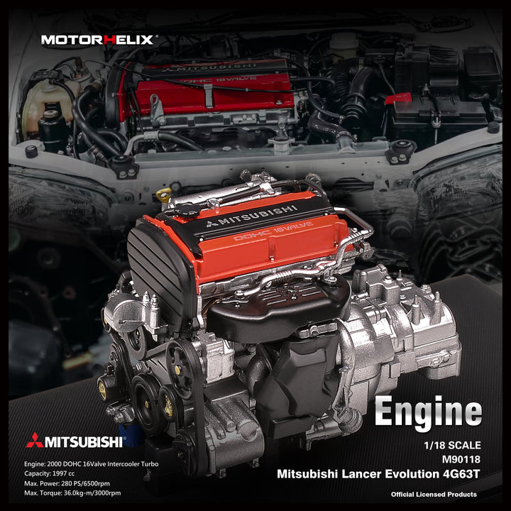 [Preorder] MOTORHELIX 1:18 Mitsubishi Lancer Evolution 4G63T Engine (EVO4 Version)