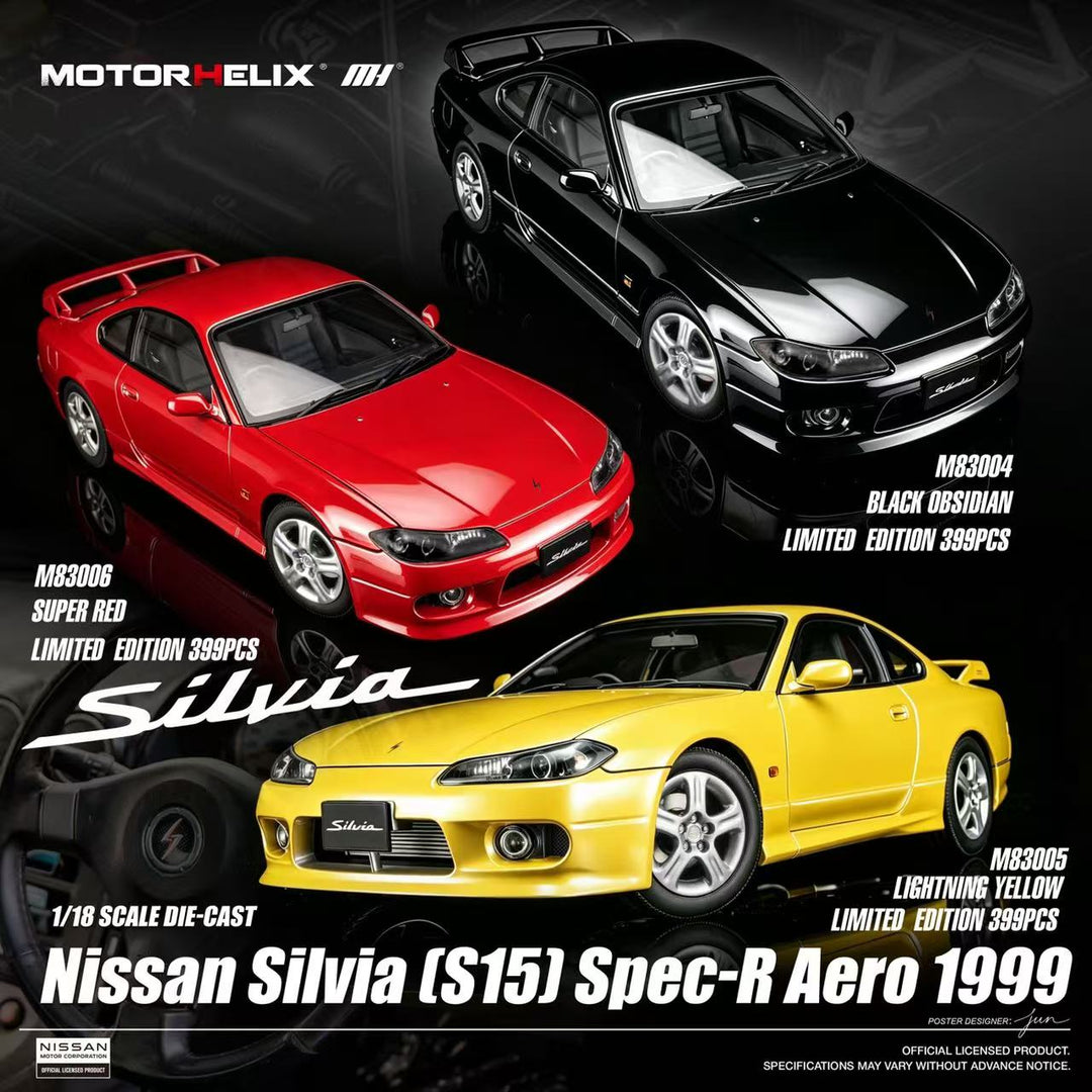 [Preorder] MOTORHELIX 1:18 Nissan Silvia (S15) Spec-R Aero 1999 (3 Colours) M83004/ M83005/ M83006