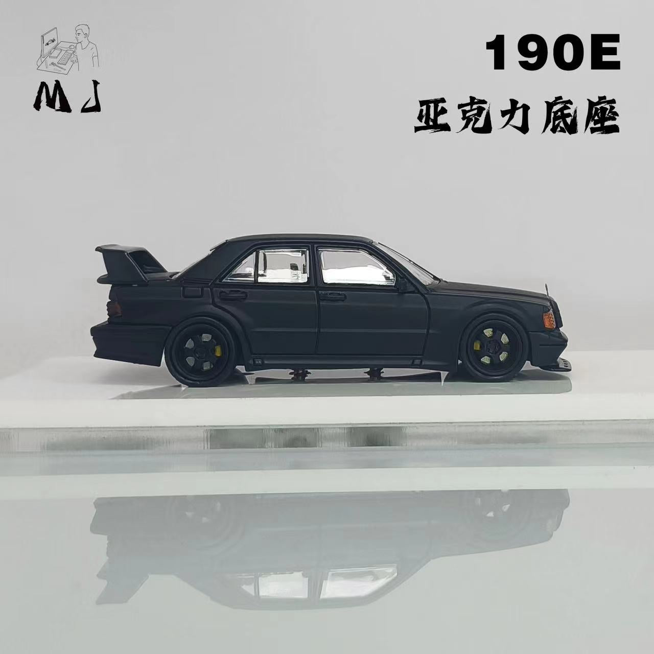 MJ Model 1:64 Mercedes-Benz 190E Matt Black – Horizon Diecast