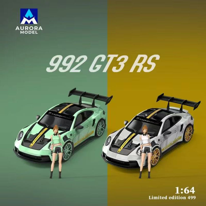 [Preorder] Aurora Model 1:64 Porsche 992 GT3 RS Mint Green and White Gold (4 Versions)